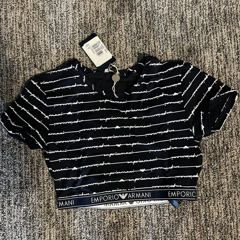 BNWT Emporio armani tshirt crop top navy xs